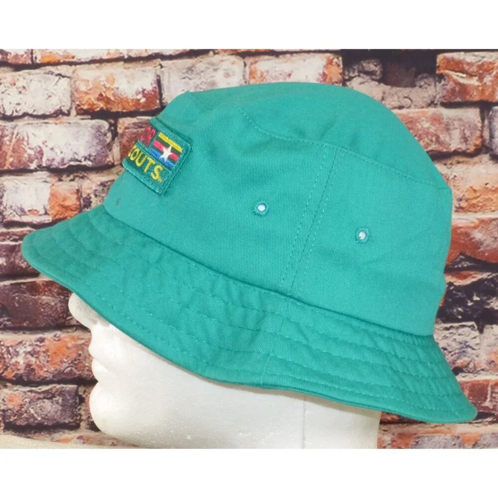 Junior Girl Scouts Green Bucket Hat Medium Embroidered Logo Official Apparel